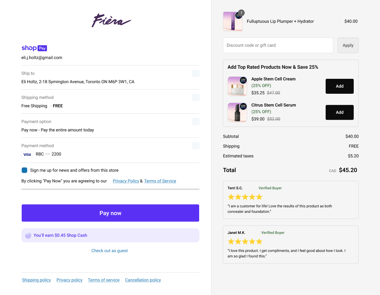 Fiera Checkout