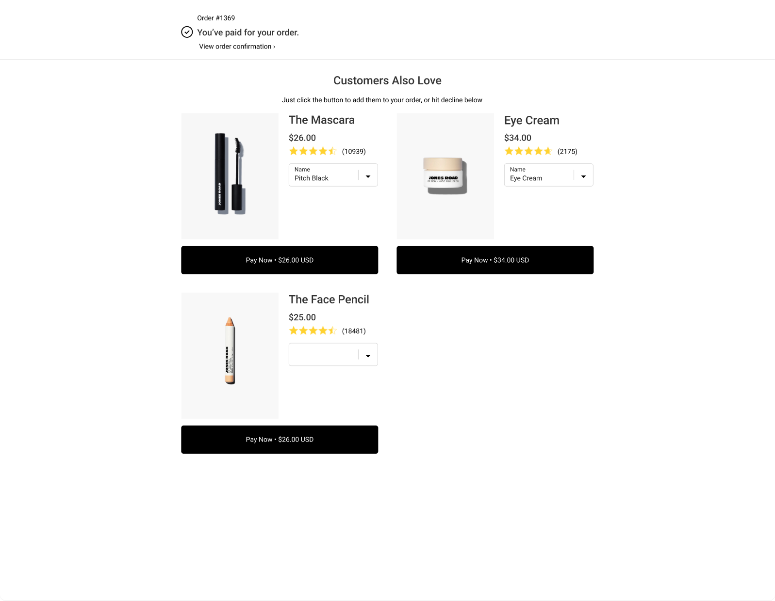 Jones Road Beauty Post Purchase Upsell