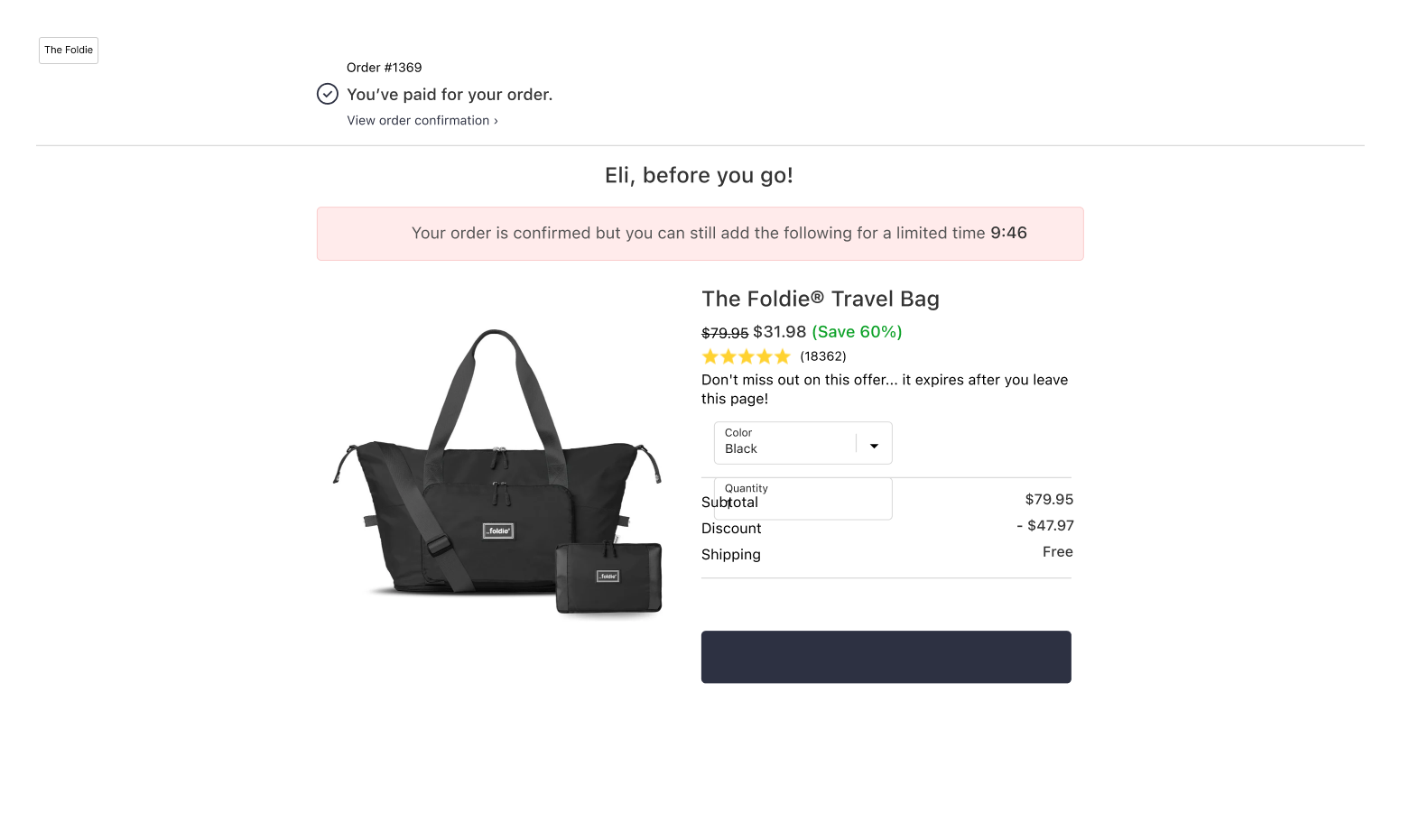 The Foldie Post Purchase Upsell